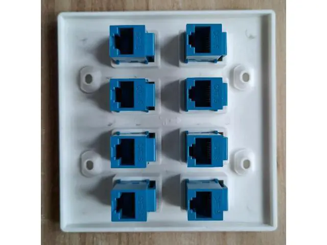 Alt view image 2 of 4 - 3X Ethernet Wall Plate 8 Port - Double Gang Cat6 RJ45 Keystone Jack Network Cable Faceplate Female To Female - Blue