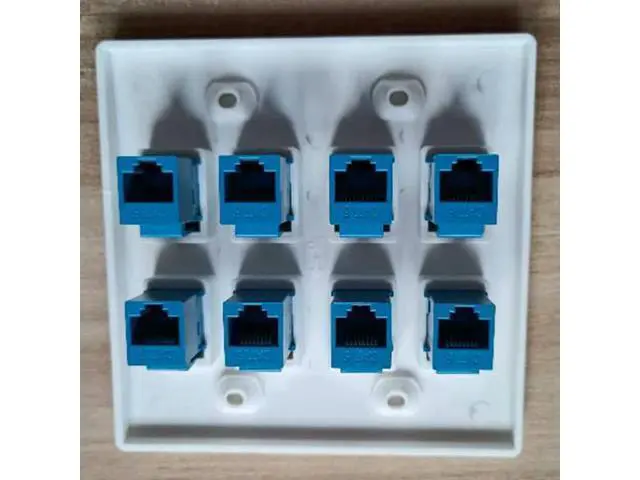 Alt view image 3 of 4 - 3X Ethernet Wall Plate 8 Port - Double Gang Cat6 RJ45 Keystone Jack Network Cable Faceplate Female To Female - Blue