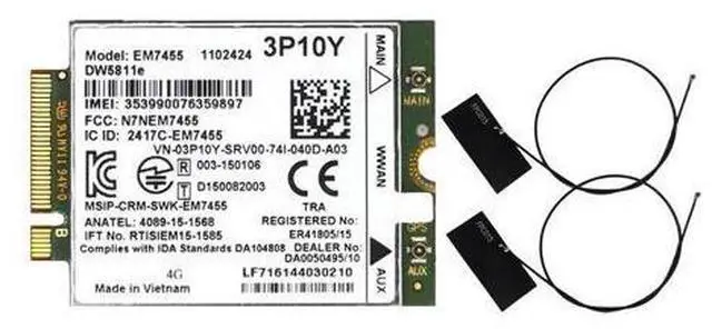 Main image of EM7455 DW5811E 4G Module+Antenna 3P10Y CAT6 for E7270 E7470 E7370 E5570 E5470 Wireless FDD/TDD Gobi6000-AB01