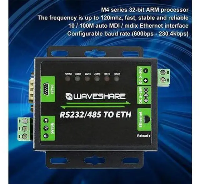 Main image of RS232/RS485 To Network Port Module Dual Serial Port ETH RJ45 Industrial Grade Two-Way Transparent Transmission EU Plug-AB01