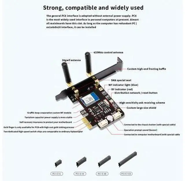 Main image of Tuya Wifi Computer Power Reset Switch PCIe Card for PC Computer,APP Remote Control,Support Home,PRO Card L-AB01