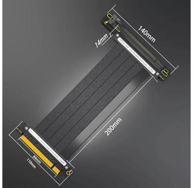 Main image of PCIE 4.0 Extension Cable, 16x Shielded High Speed GPU Riser Cable with PCI Express Port GPU Extension Card, 20cm 90°-AB01