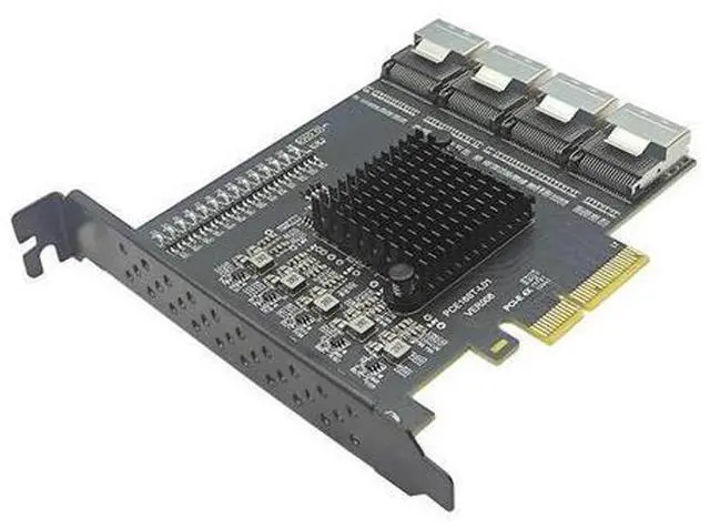 Main image of PCI Express X4 to 4 Port MiniSAS SFF-8073 Expansion Card Riser PCIE to 16 Port SATA 3.0 6Gbps Controller LT8638 Chip for Desktop