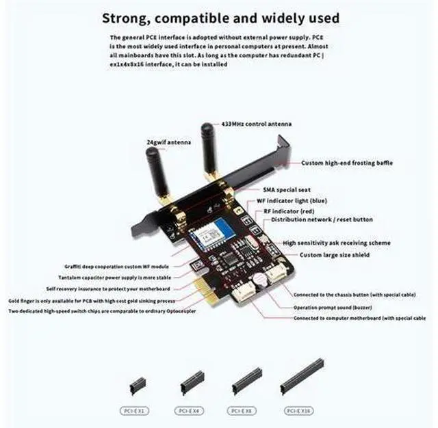 Main image of Tuya Computer Power Reset Switch PCIe Card for PC Destop Computer,APP Remote Control,Support Google Home,PRO Card L