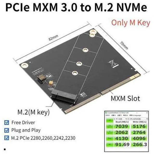 Main image of MXM to NVME Adapter Riser Board Converter PCIe MXM 3.0 to M.2 NVME Expansion Card Support 2230 2242 2260 2280 M2 NVME SSD for PC