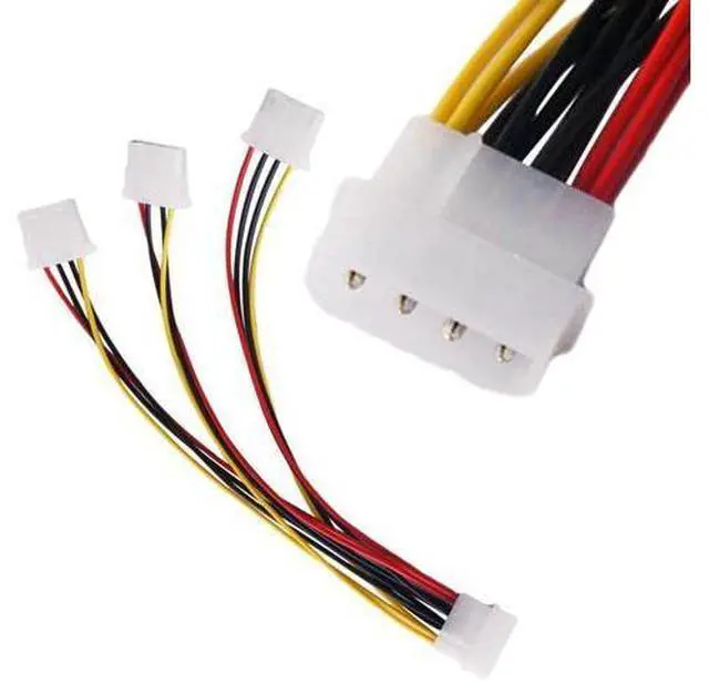 Alt view image 3 of 6 - High Quality 4Pin IDE Power Cables HY1578 4 Pin Molex Male to 3 port Molex IDE Female Power Supply Splitter Adapter Cable