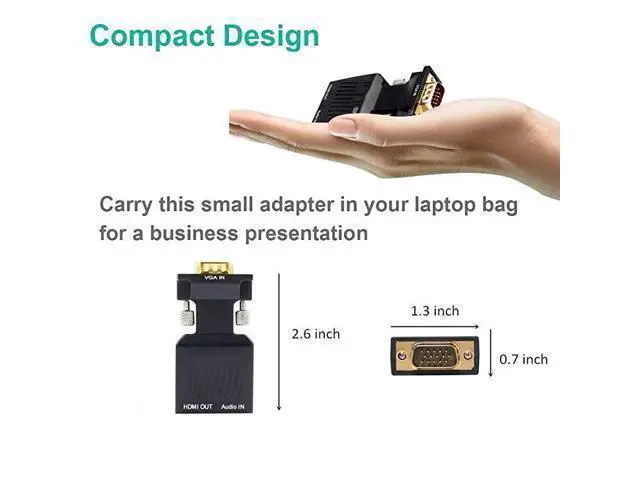 Alt view image 3 of 7 - VGA to HDMI Adapter 1080p VGA Male to HDMI Female Video Audio Converter with USB Cable and 35mm Audio Cable for PC Monitor Projector TV
