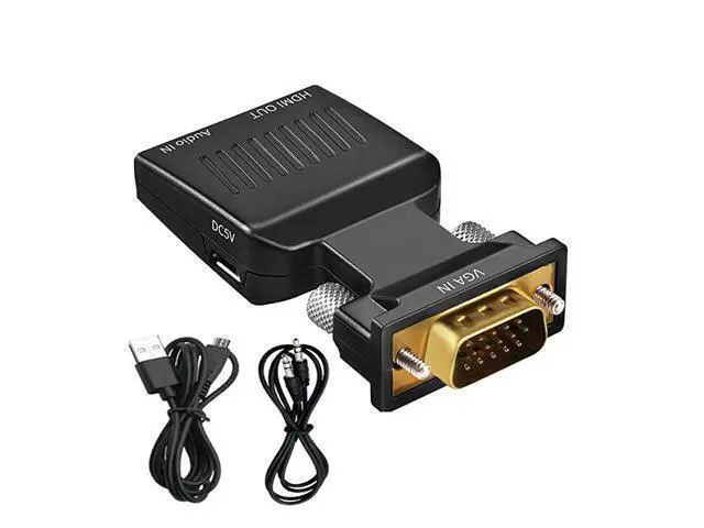 Alt view image 7 of 7 - VGA to HDMI Adapter 1080p VGA Male to HDMI Female Video Audio Converter with USB Cable and 35mm Audio Cable for PC Monitor Projector TV