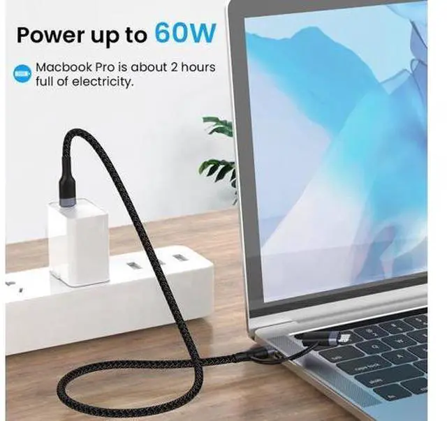 Alt view image 4 of 6 - 2in1 60W/20W PD USB Type C Cable for iPhone 13 12 11 Pro XS XR Fast Charging Charger for MacBook Type C USB C Data Wire Cord 1m