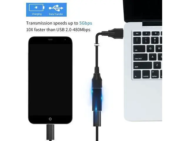 Alt view image 5 of 7 - USB C to USB 3.0 Adapter USB C Female to USB Female Adapter USB C Female to USB 3.0 Female Adapter Connector USB to USB C Adapter Compatible with MacBook Pro Laptop 2 Pack (Black)