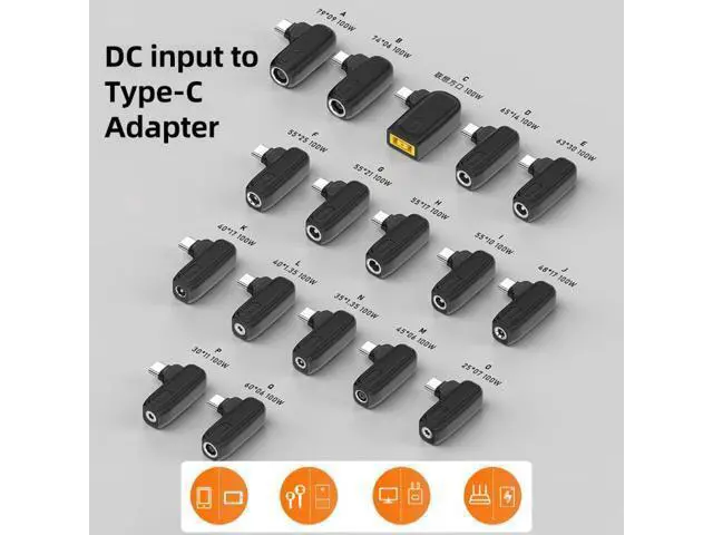 Alt view image 2 of 5 - 100W N 3.5X1.35mm Female to USB-C/Type-C Male Plug Charging Adapter 3.5X1.35mm
