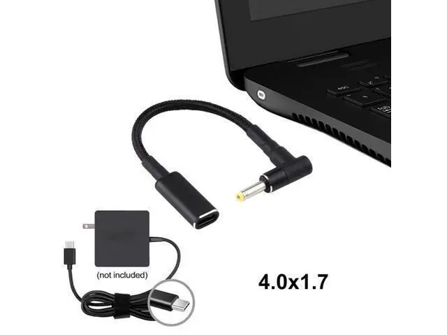 Alt view image 5 of 5 - 4.0 x 1.7mm Elbow to USB-C / Type-C Adapter Nylon Braid Cable