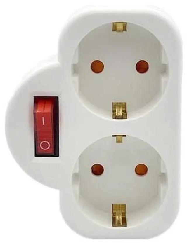 Main image of 1Pc Durable ABS EU Standard Multiple Plug 16A 250V Double Socket Conversion Socket With Outlet Switch Plug Power Adapter Socket
