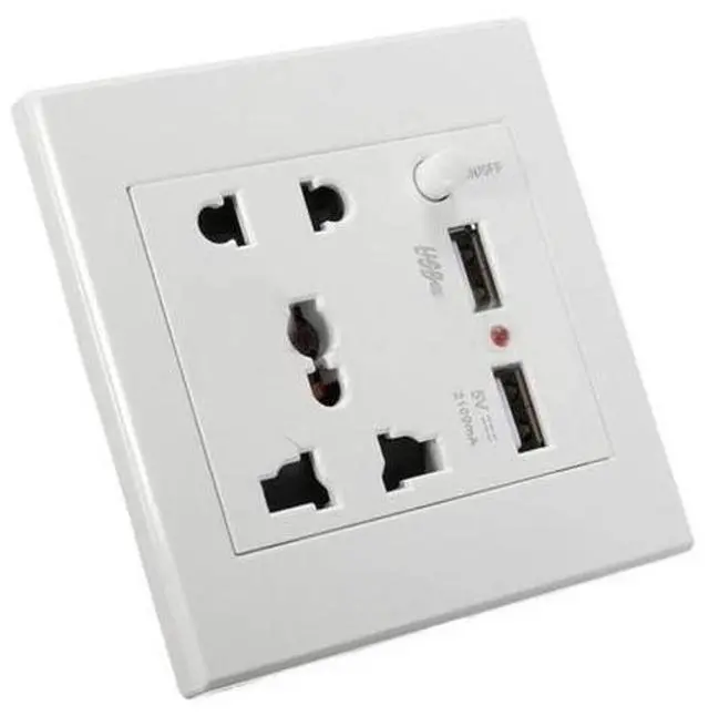Main image of 2.1A Dual USB Wall Charger Socket Adapter Universial Power Outlet Panel wite Switch