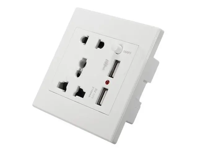 Alt view image 2 of 2 - 2.1A Dual USB Wall Charger Socket Adapter Universial Power Outlet Panel wite Switch