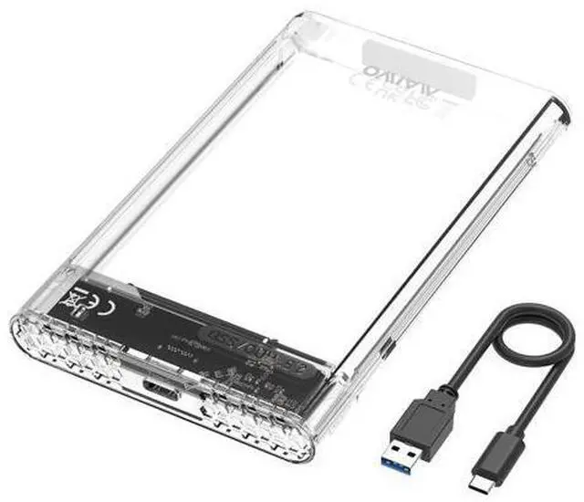 Main image of External Hard Drive Enclosure for 7mm 9.5mm 2.5 inch SATA SSD/HDD, 5Gbps USB C to SATA Adapter Storage Case, 6TB Capacity (White)