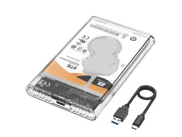 Alt view image 7 of 7 - External Hard Drive Enclosure for 7mm 9.5mm 2.5 inch SATA SSD/HDD, 5Gbps USB C to SATA Adapter Storage Case, 6TB Capacity (White)