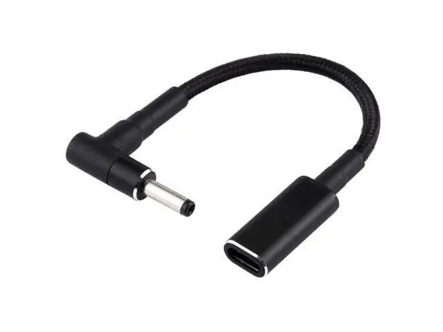 Alt view image 2 of 5 - PD 100W 18.5-20V 4.0 x 1.35mm Elbow to USB-C / Type-C Adapter Nylon Braid Cable