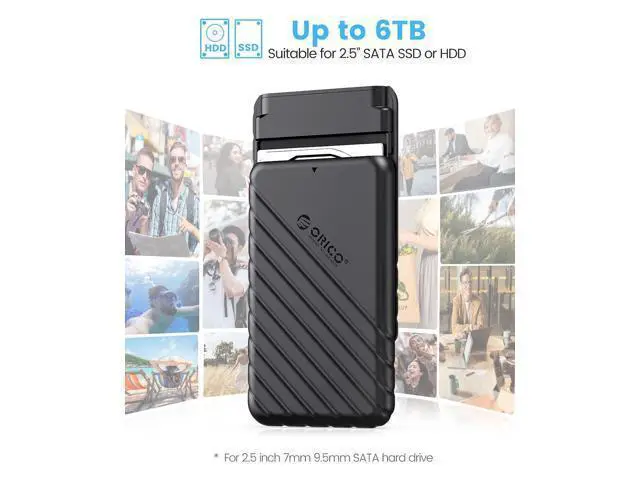 Alt view image 3 of 7 - 2.5 inch USB C Hard Drive Enclosure USB 3.1 Gen 1 to SATA III External Hard Drive Case for SSD HDD 9.5 7mm Tool-Free with UASP, Black (25PW1-C3)