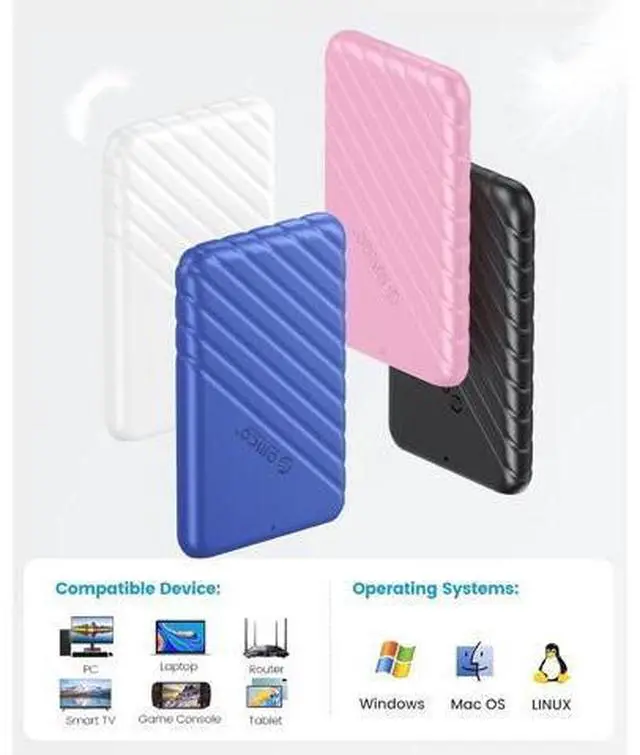 Alt view image 4 of 7 - 2.5 inch USB C Hard Drive Enclosure USB 3.1 Gen 1 to SATA III External Hard Drive Case for SSD HDD 9.5 7mm Tool-Free with UASP, Black (25PW1-C3)