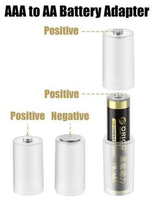 Alt view image 2 of 5 - AAA to AA Battery Adapter 4 Pack Battery Converter Cases Holder Shell for AAA Battery with Metal Contacts on Bottom