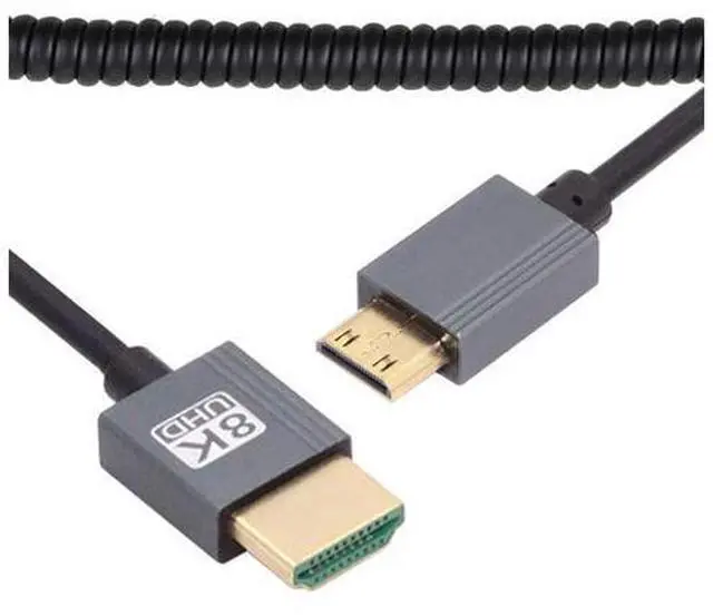 Main image of Cable Mini HDMI 2.1 Male to HDMI Male 8K 60hz Stretch Coiled Cable for HDTV Computer Laptop Monitor (100cm)