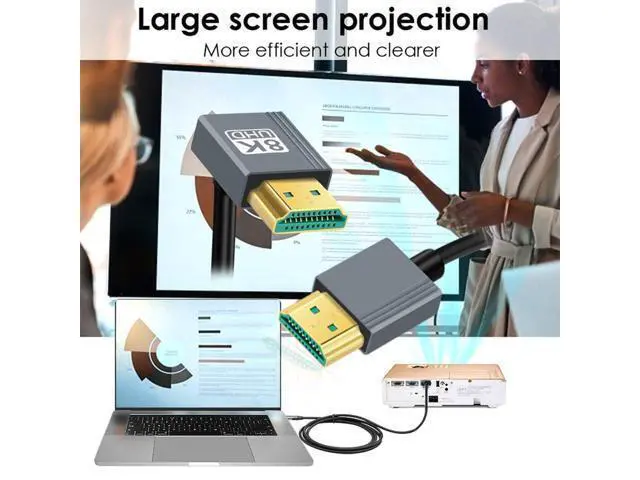 Alt view image 4 of 7 - Cable HDMI 2.1 Male to HDMI Male 8K 60hz Stretch Coiled Cable Up Angled 90 Degree for HDTV Computer Laptop Monitor