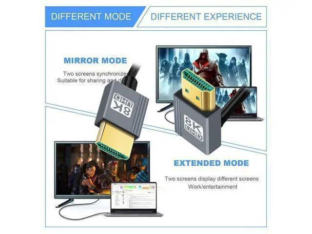Alt view image 5 of 7 - Cable HDMI 2.1 Male to HDMI Male 8K 60hz Stretch Coiled Cable Up Angled 90 Degree for HDTV Computer Laptop Monitor