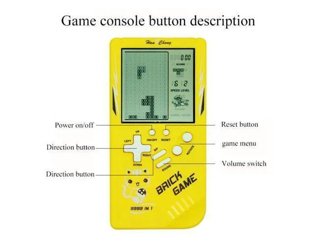 Alt view image 4 of 7 - Large Screen Retro Children Handheld Game Console (Blue) Black
