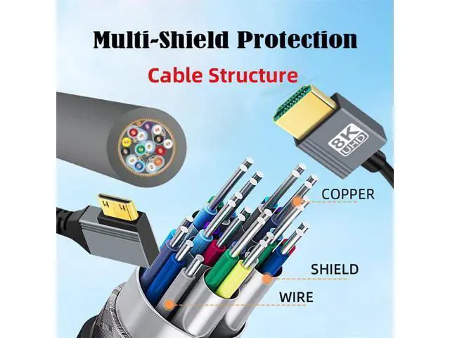Alt view image 6 of 7 - Cable Mini HDMI 2.1 Male to HDMI Male 8K 60hz Stretch Coiled Cable Right Angled 90 Degree for HDTV Computer Laptop Monitor