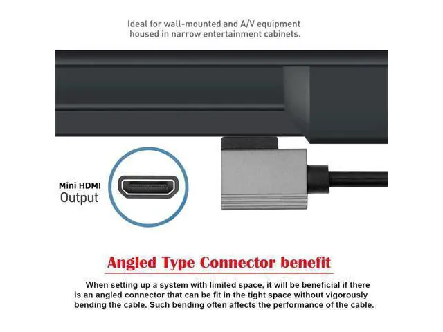 Alt view image 7 of 7 - Cable Mini HDMI 2.1 Male to HDMI Male 8K 60hz Stretch Coiled Cable Right Angled 90 Degree for HDTV Computer Laptop Monitor