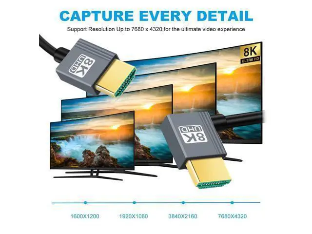 Alt view image 3 of 7 - Cable HDMI 2.1 Male to HDMI Male 8K 60hz Stretch Coiled Cable Left Angled 90 Degree for HDTV Computer Laptop Monitor