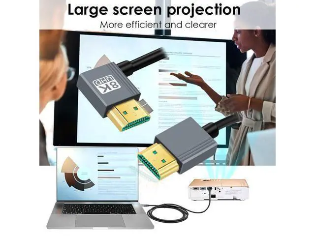 Alt view image 4 of 7 - Cable HDMI 2.1 Male to HDMI Male 8K 60hz Stretch Coiled Cable Right Angled 90 Degree for HDTV Computer Laptop Monitor