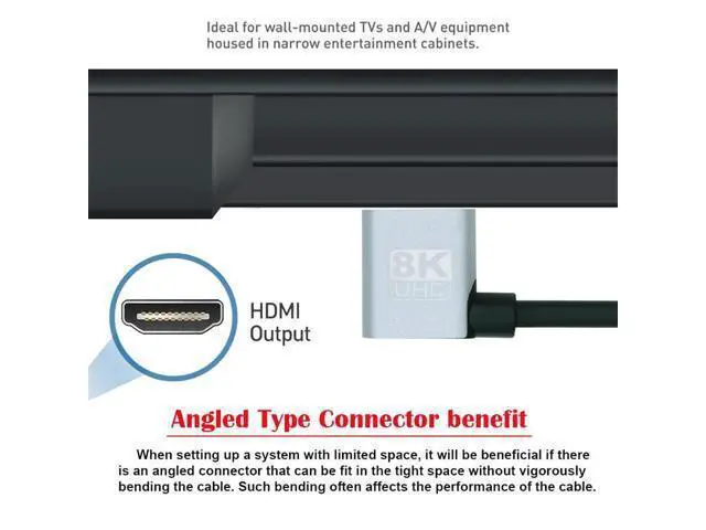 Alt view image 7 of 7 - Cable HDMI 2.1 Male to HDMI Male 8K 60hz Stretch Coiled Cable Right Angled 90 Degree for HDTV Computer Laptop Monitor