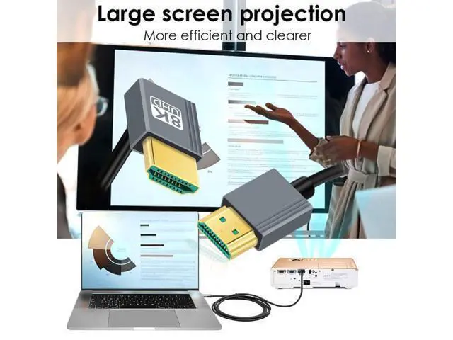 Alt view image 4 of 7 - Cable HDMI 2.1 Male to HDMI Male 8K 60hz Stretch Coiled Cable Down Angled 90 Degree for HDTV Computer Laptop Monitor