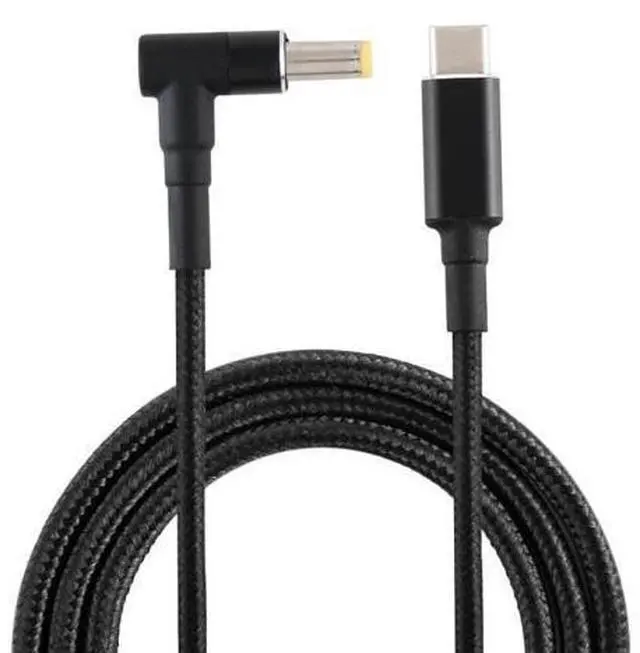 Main image of PD 100W 5.5 x 2.5mm Male Elbow to USB-C / Type-C Male Nylon Weave Power Charge Cable, Cable Length: 1.7m