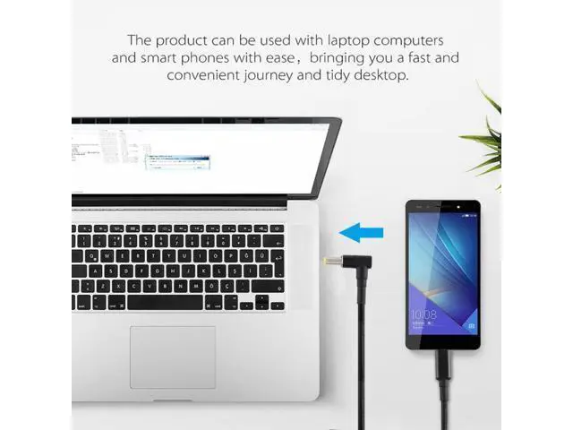 Alt view image 5 of 5 - PD 100W 5.5 x 2.5mm Male Elbow to USB-C / Type-C Male Nylon Weave Power Charge Cable, Cable Length: 1.7m