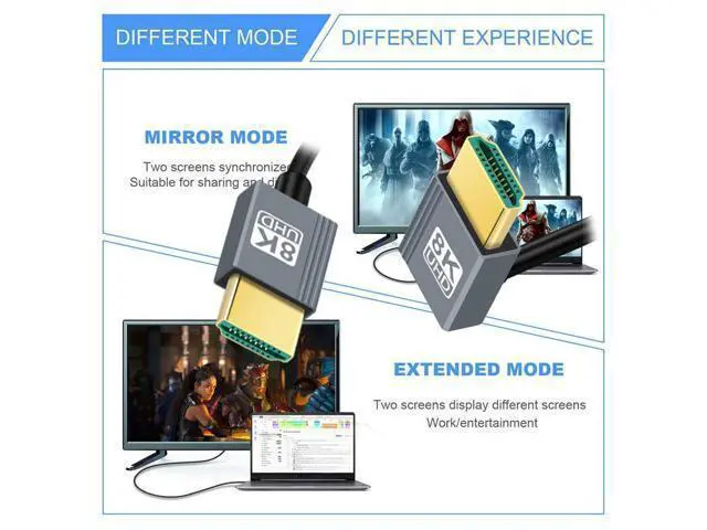 Alt view image 5 of 7 - Cable HDMI 2.1 Male to HDMI Male 8K 60hz Stretch Coiled Cable Down Angled 90 Degree for HDTV Computer Laptop Monitor