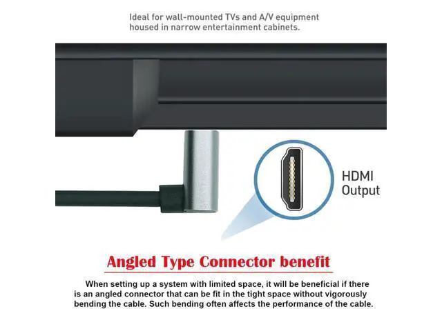 Alt view image 7 of 7 - Cable HDMI 2.1 Male to HDMI Male 8K 60hz Stretch Coiled Cable Down Angled 90 Degree for HDTV Computer Laptop Monitor