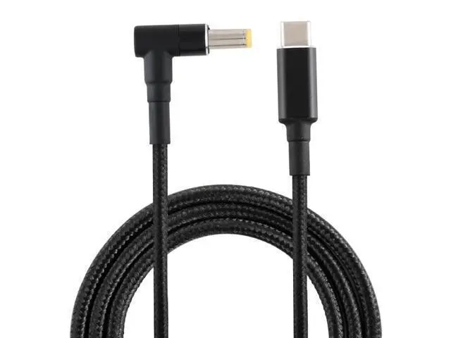 Alt view image 2 of 6 - PD 100W 5.5 x 1.7mm Male Elbow to USB-C / Type-C Male Nylon Weave Power Charge Cable, Cable Length: 1.7m