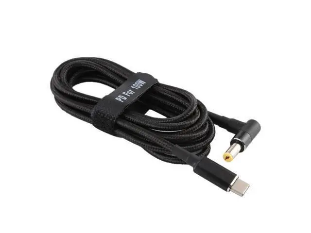 Alt view image 4 of 6 - PD 100W 5.5 x 1.7mm Male Elbow to USB-C / Type-C Male Nylon Weave Power Charge Cable, Cable Length: 1.7m