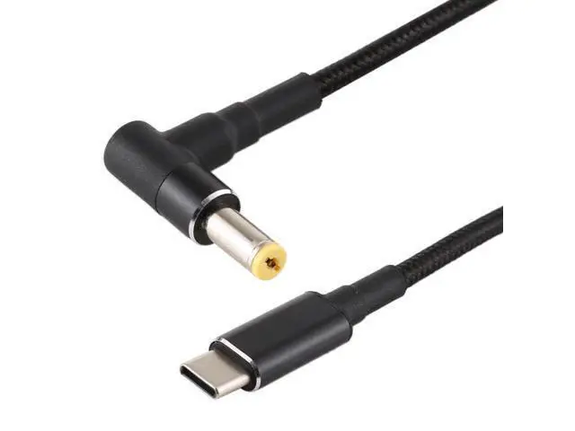 Alt view image 3 of 6 - PD 100W 5.5 x 1.7mm Male Elbow to USB-C / Type-C Male Nylon Weave Power Charge Cable, Cable Length: 1.7m