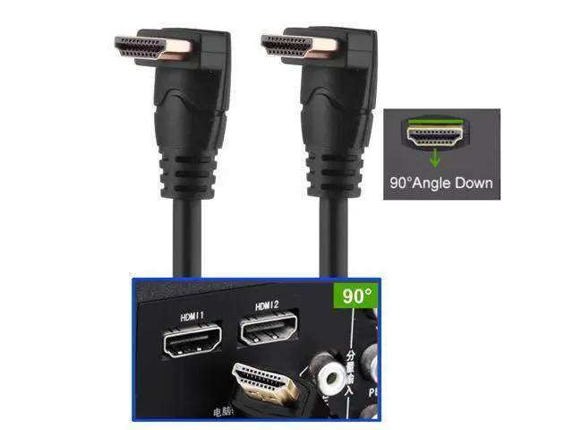 Alt view image 3 of 3 - 1.8m 4K*2K HDMI 2.0 Version High Speed 90 Degree Right Angle HDMI Male to 90 Degree Right Angle HDMI Male Cable with Ethernet