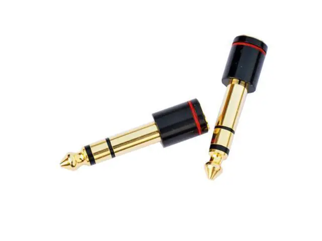 Alt view image 3 of 3 - Plug macho banhado a ouro de 6.35mm 1/4 ", cabo de entrada fêmea de 1/4mm para fone de ouvido estéreo, adaptador de áudio trs 3.5 para 1/8