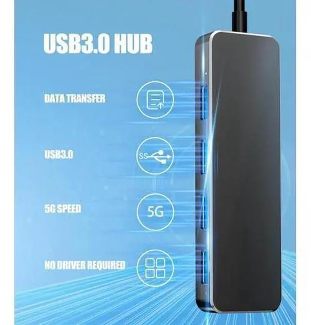 Alt view image 2 of 7 - USB Hub 3.0 4-Port USB 3.0 Hub Multi USB Port Expander for Laptop Xbox Flash Drive Mobile HD Console Printer Camera Keyborad Mouse