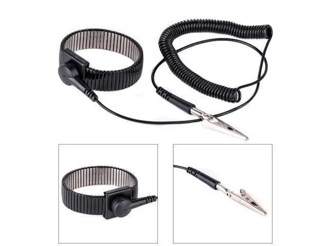 Alt view image 2 of 3 - Flexible PU Cable Metal Anti-static Anti-friction Adjustable Strap Grounding Bracelet Metal Wire Wrist Band