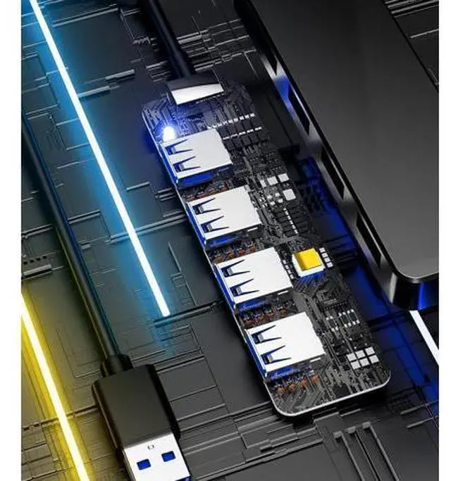 Alt view image 6 of 7 - USB Hub 3.0 4-Port USB 3.0 Hub Multi USB Port Expander for Laptop Xbox Flash Drive Mobile HD Console Printer Camera Keyborad Mouse
