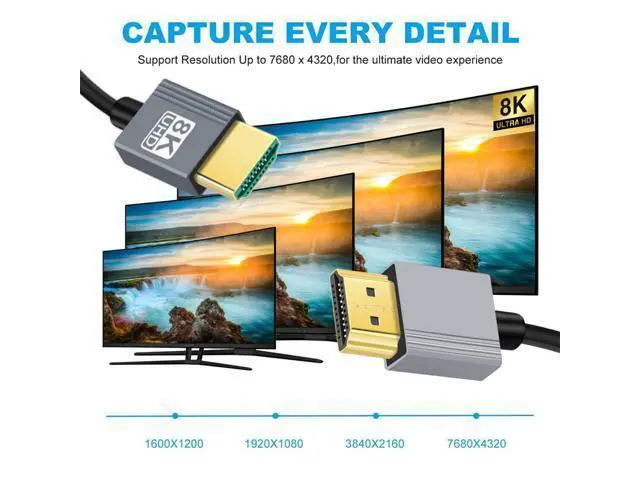 Alt view image 3 of 7 - Cable HDMI 2.1 Male to HDMI Male 8K 60hz Stretch Coiled Cable for HDTV Computer Laptop Monitor (100cm)