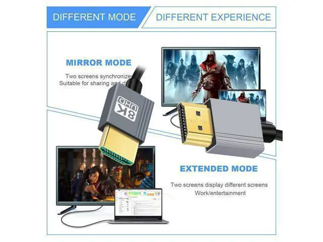 Alt view image 5 of 7 - Cable HDMI 2.1 Male to HDMI Male 8K 60hz Stretch Coiled Cable for HDTV Computer Laptop Monitor (100cm)