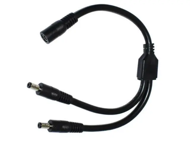 Alt view image 2 of 3 - 2 way DC Power adapter Cable 5.5mmx2.1mm 1 female to 2 male Splitter connector Plug extension for CCTV LED strip light